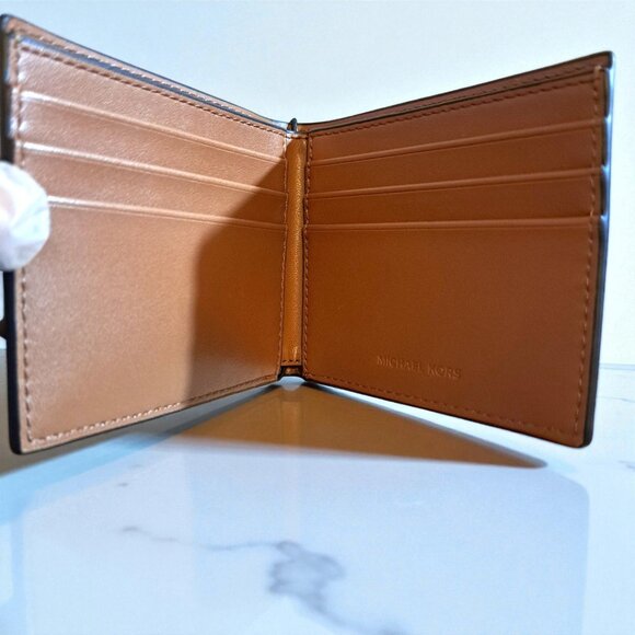 Michael Kors Tan/Brown Metallic MK Men's Slim Billfold Wallet NWT - Picture 5 of 8
